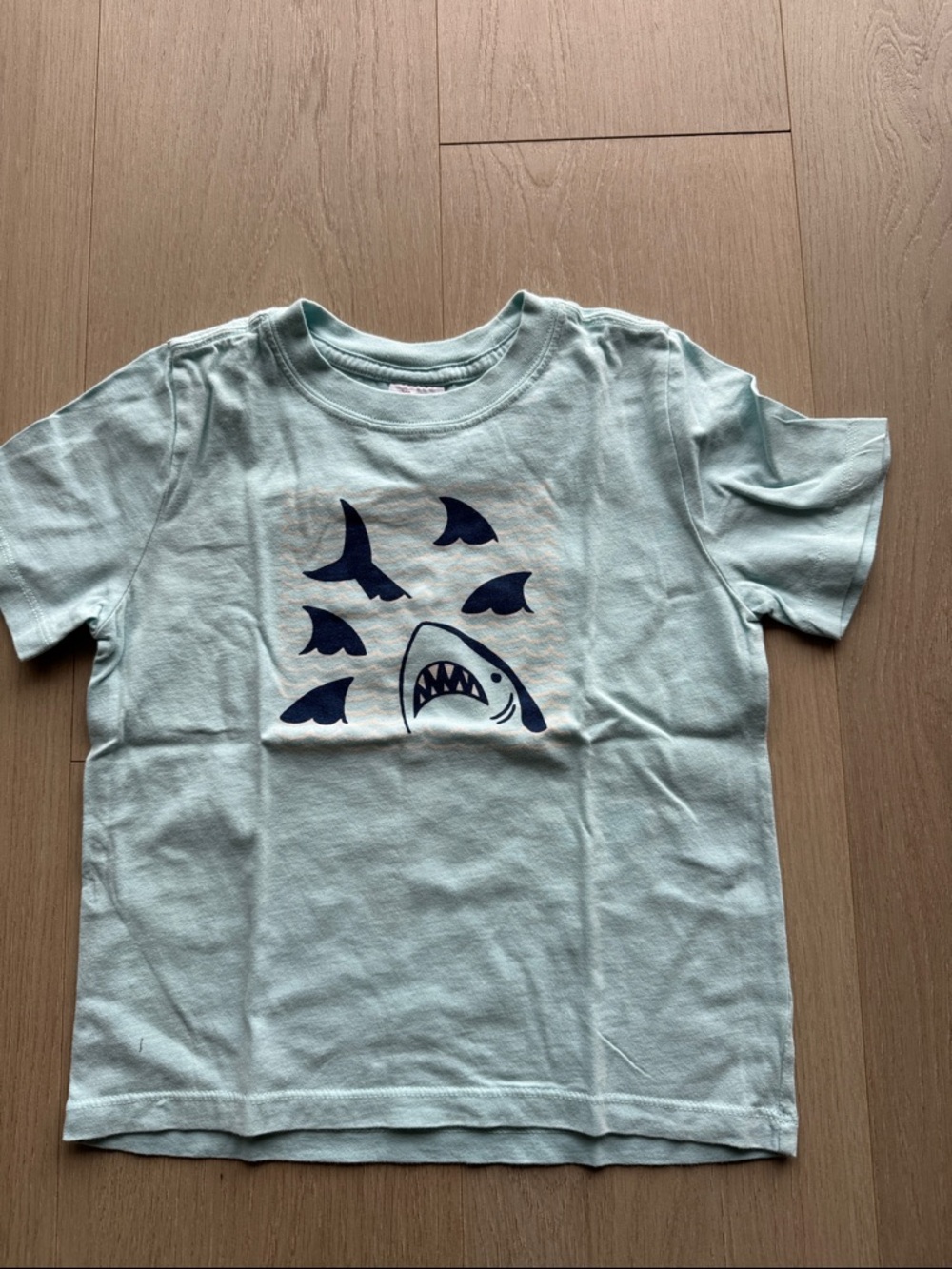 Hanna Andersson Light Blue Tee with Navy Shark Graphic